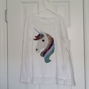 Reversible sequin long-sleeve shirt